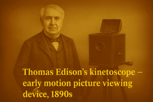 Thomas Edison ka kinetoscope – prarambhik film dekhne ki machine, 1890s.