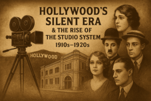 Hollywood Silent Era and Studio System – early studios, cameras, and silent film stars