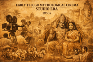 early Telugu mythological cinema studio era visual style 1950s
