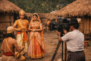 भारतीय मिथकीय सिनेमा की क्षेत्रीय परंपराएँ, जहाँ विभिन्न भाषाओं और संस्कृतियों के अनुसार कथाओं का रूप बदलता है।