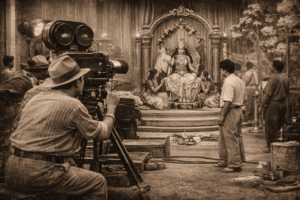 मूक युग की भारतीय मिथकीय फिल्में, जिनमें नाटकीय मुद्राएँ, धार्मिक प्रतीक और प्रारंभिक सिनेमाई प्रयोग दिखाई देते हैं।