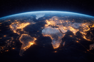 Global cinema map representing international growth during the Hollywood Blockbuster Era