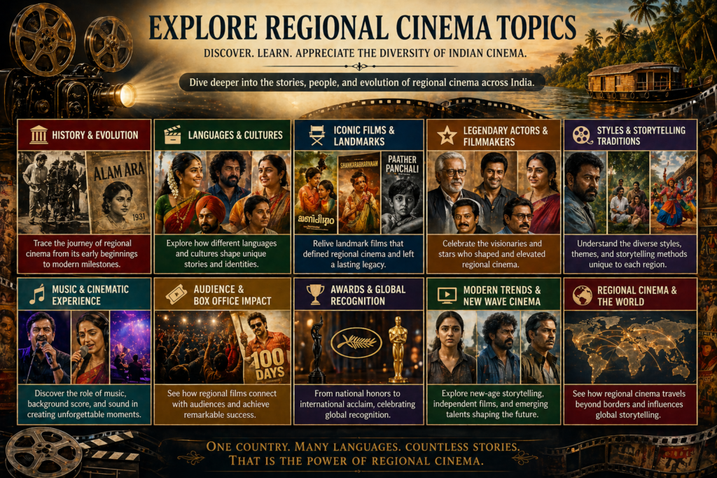 Explore topics related to regional cinema in India including film history and evolution.
