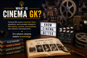 Film history and cinema knowledge concept showing classic films and educational elements.