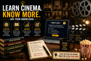 Learning cinema through quizzes and knowledge-based questions.