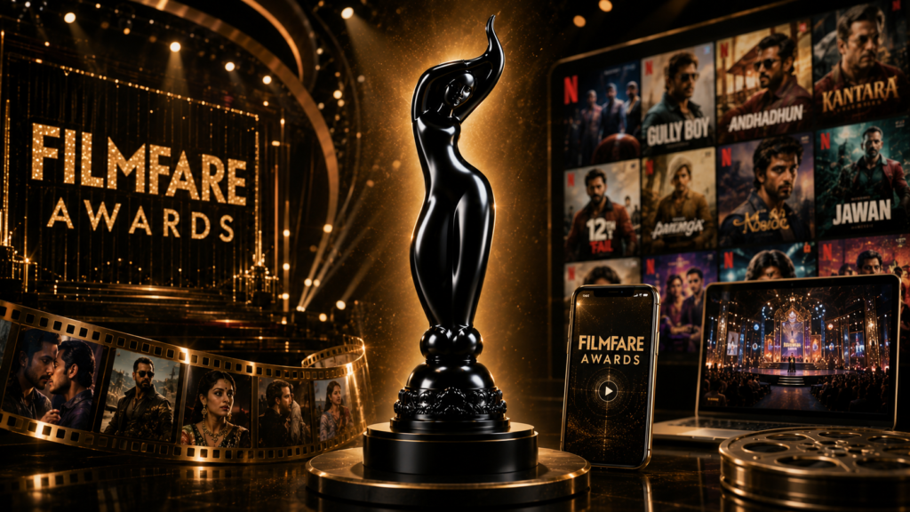 Modern Filmfare Awards ceremony representing contemporary Bollywood.
