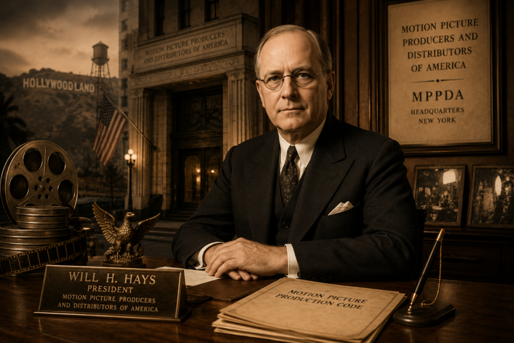 Will H. Hays, first president of the Motion Picture Producers and Distributors of America.
