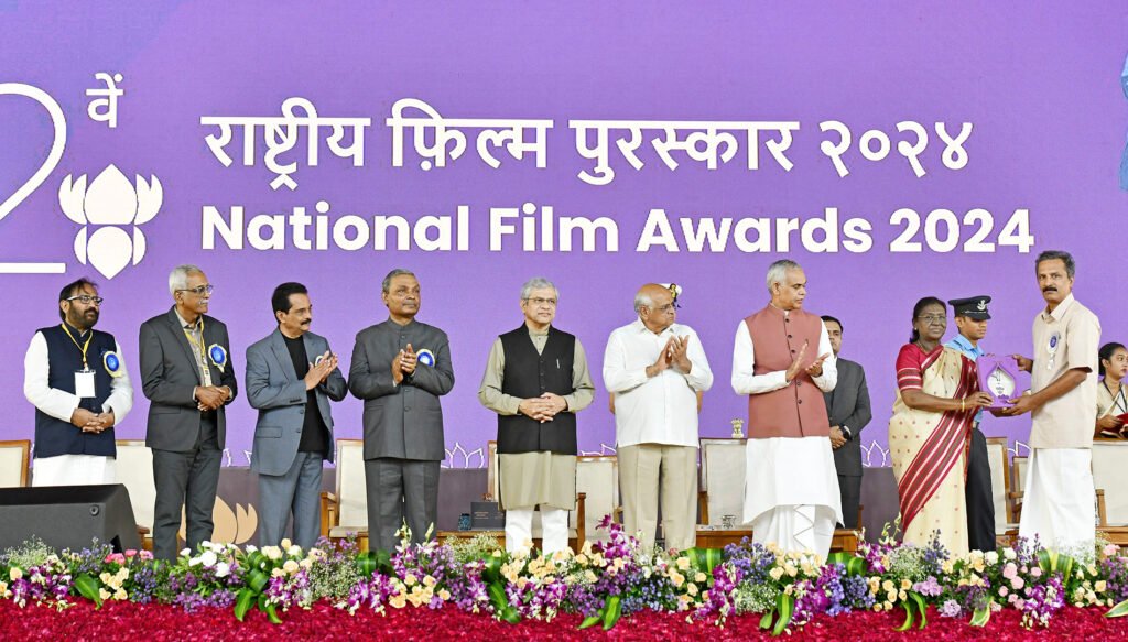 President Droupadi Murmu presenting honours at the 72nd National Film Awards in Ekta Nagar