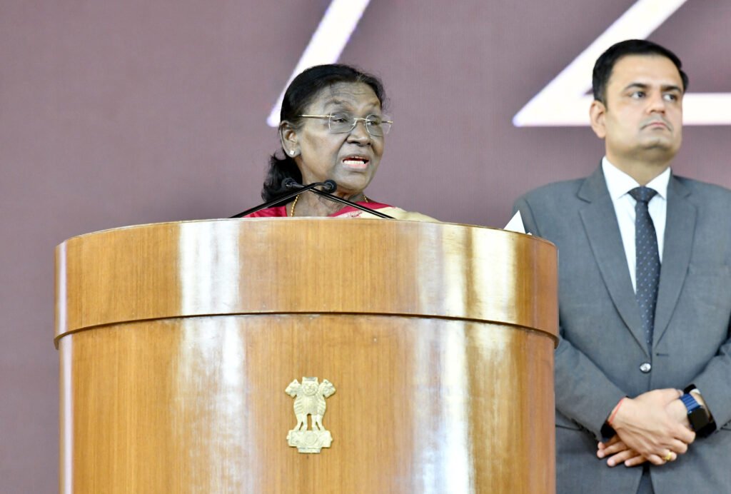 President Droupadi Murmu addressing the 72nd National Film Awards ceremony in Ekta Nagar, Gujarat